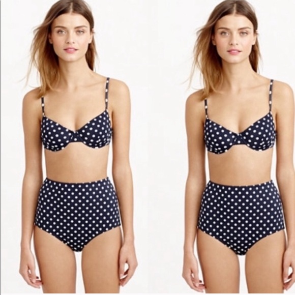 NWT 32b J. Crew Polka Dot Underwire Bikini Top - Picture 1 of 7